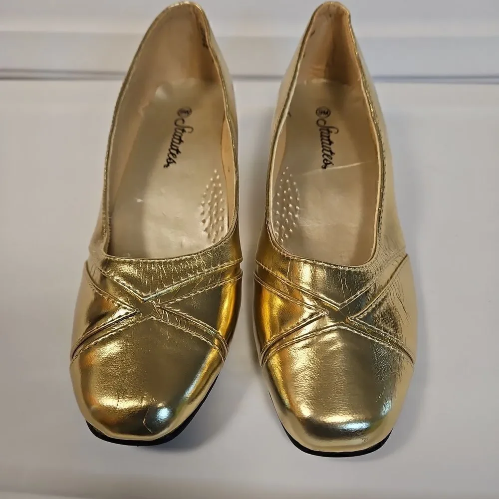🌹Statues Gold Wedge Heels sz 9w